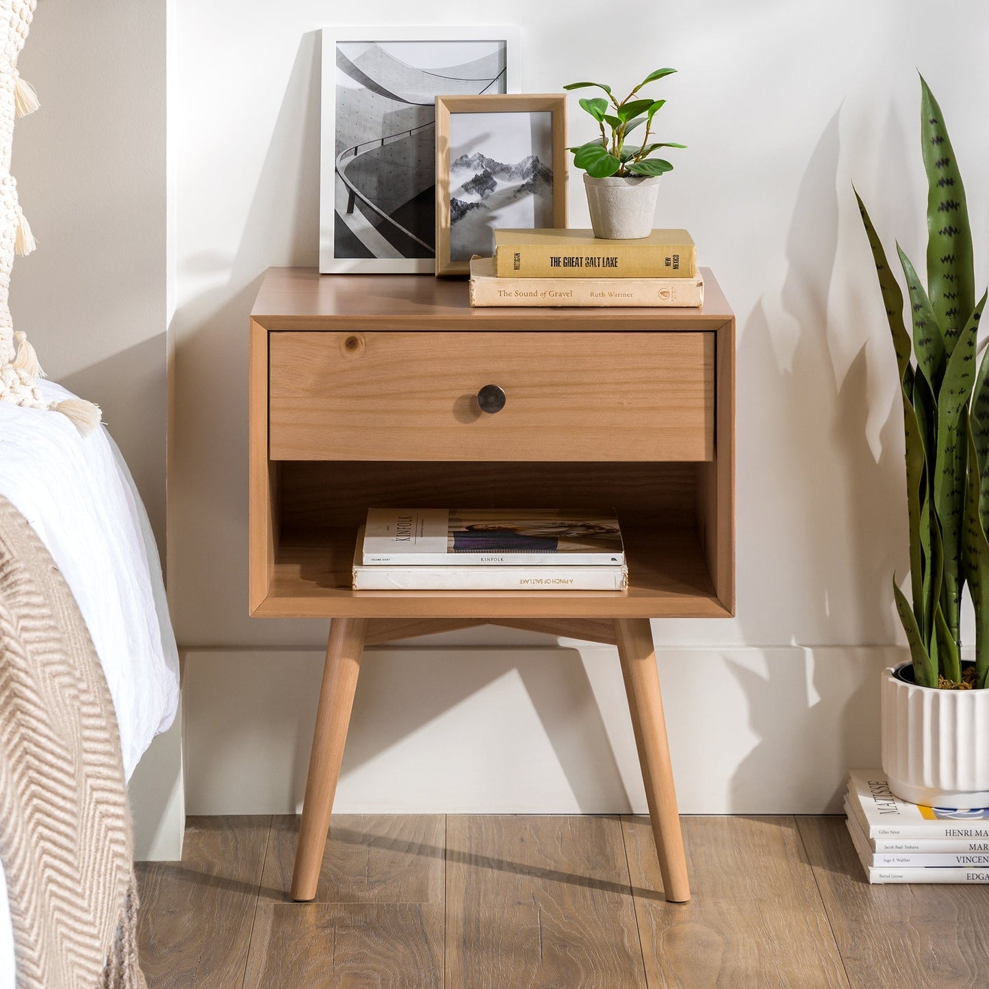 Mid-Century Solid Wood Nightstand Collection (1 or 2 Drawer)
